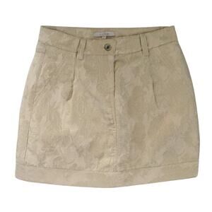 Cache Luxe Gold Metallic Jacquard Banded Bottom Skirt Textured New $158 NWT